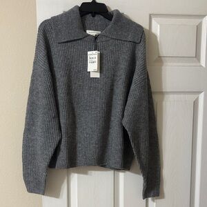 Nordstrom Treasure & Bond Grey Dark Heather Collar Sweater Size Large